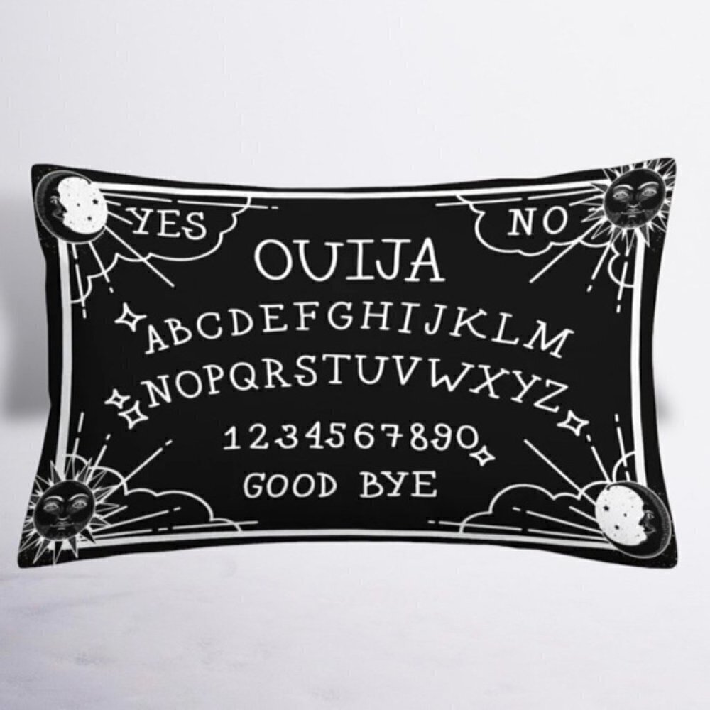 Pillow Cover Ouija Board Moon Stars Skull Black White Lumbar 19.7 in X 11.8